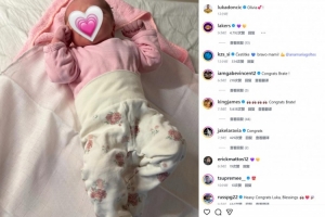 东契奇晒二女儿奥莉维亚照片 詹姆斯/文森特/拉拉维亚送祝福