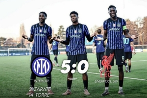 青年欧冠国米5-0击败利物浦，晋级该赛事32强