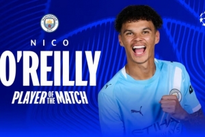 补射建功！欧冠官方：左后卫奥赖利当选皇马vs曼城全场MVP