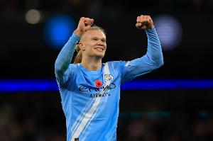 哈兰德54次欧冠55球，是唯一出场至少15场且场均进球超一球球员