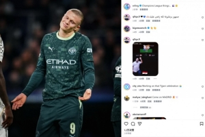 54场55球，哈兰德社媒晒微笑摊手照片：欧冠那些事情⭐️